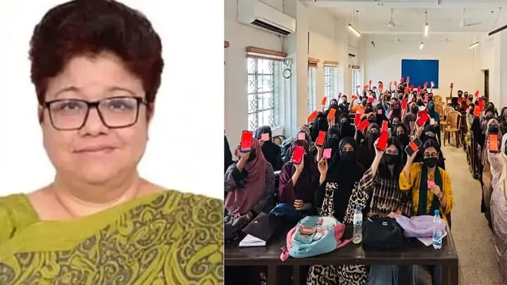 শিক্ষিকা তাসনিম সিরাজের বিরুদ্ধে মুখে কালো কাপড় বেঁধে ঢাবি শিক্ষার্থীদের প্রতিবাদ